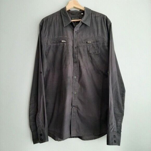 GUESS | Button Down Casual Shirt Utility Roll-up Sleeve Men's Sz XL - Picture 2 of 12